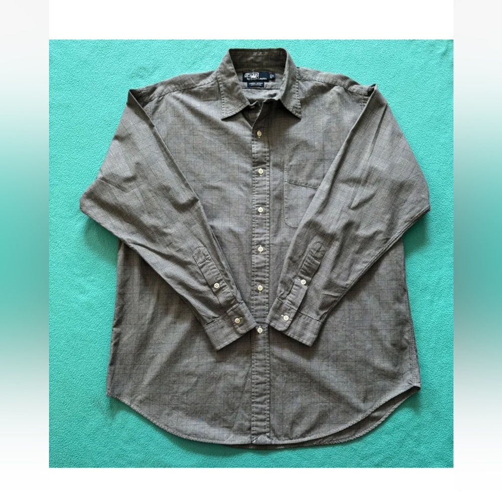 Polo By Ralph Lauren Mens Lowell Sport Shirt Herringbone Gray Sz Large